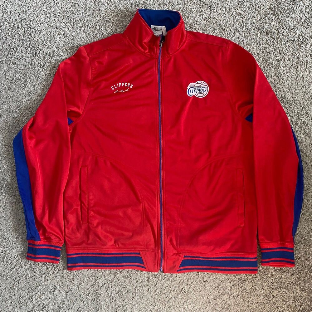 Los Angeles Clippers Jacket Mens Large Blue Red Full Zip Basketball Track Jacket
